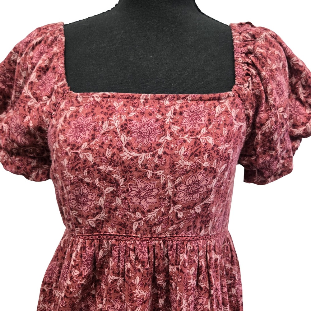 American Eagle Cottagecore Floral Mini Dress Puff Sleeve Square Neck XS
